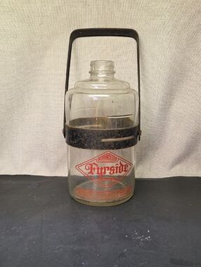 Old Rippingilles Fyrside Fuel Bottle, Drip Feed Glass For Paraffin Kerosene Heat